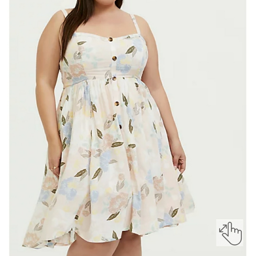NWT Light Pink Floral Challis Button Hi Lo Dress